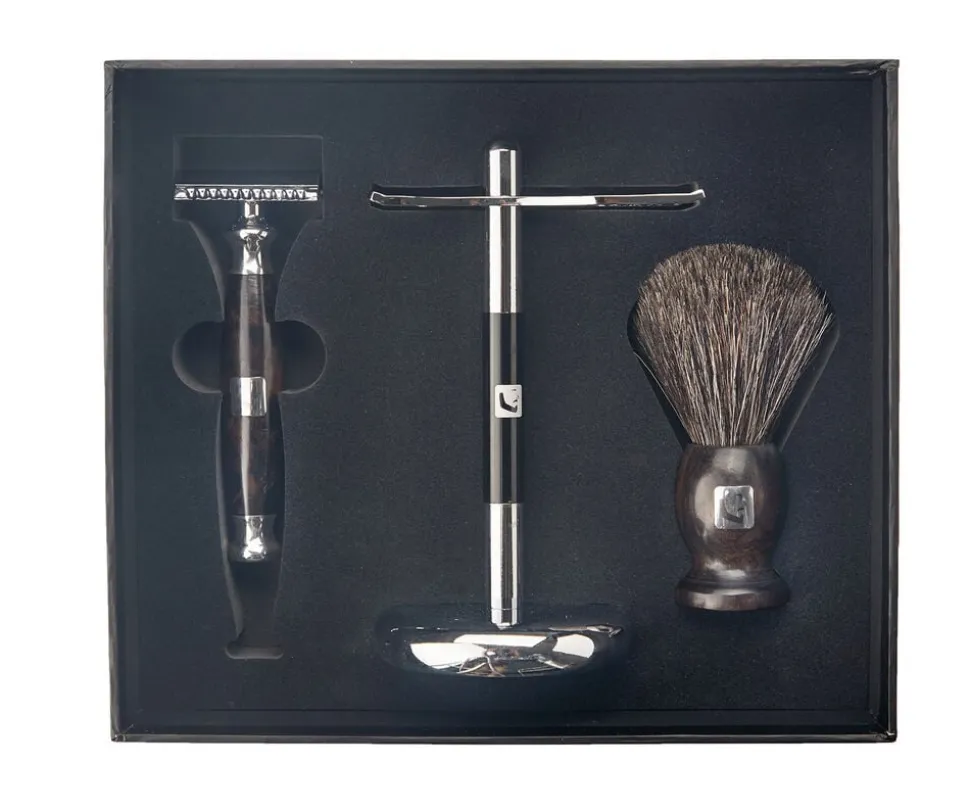 Barberians Shaving Kit: Safety Razor, Stand & Barberkost Sup