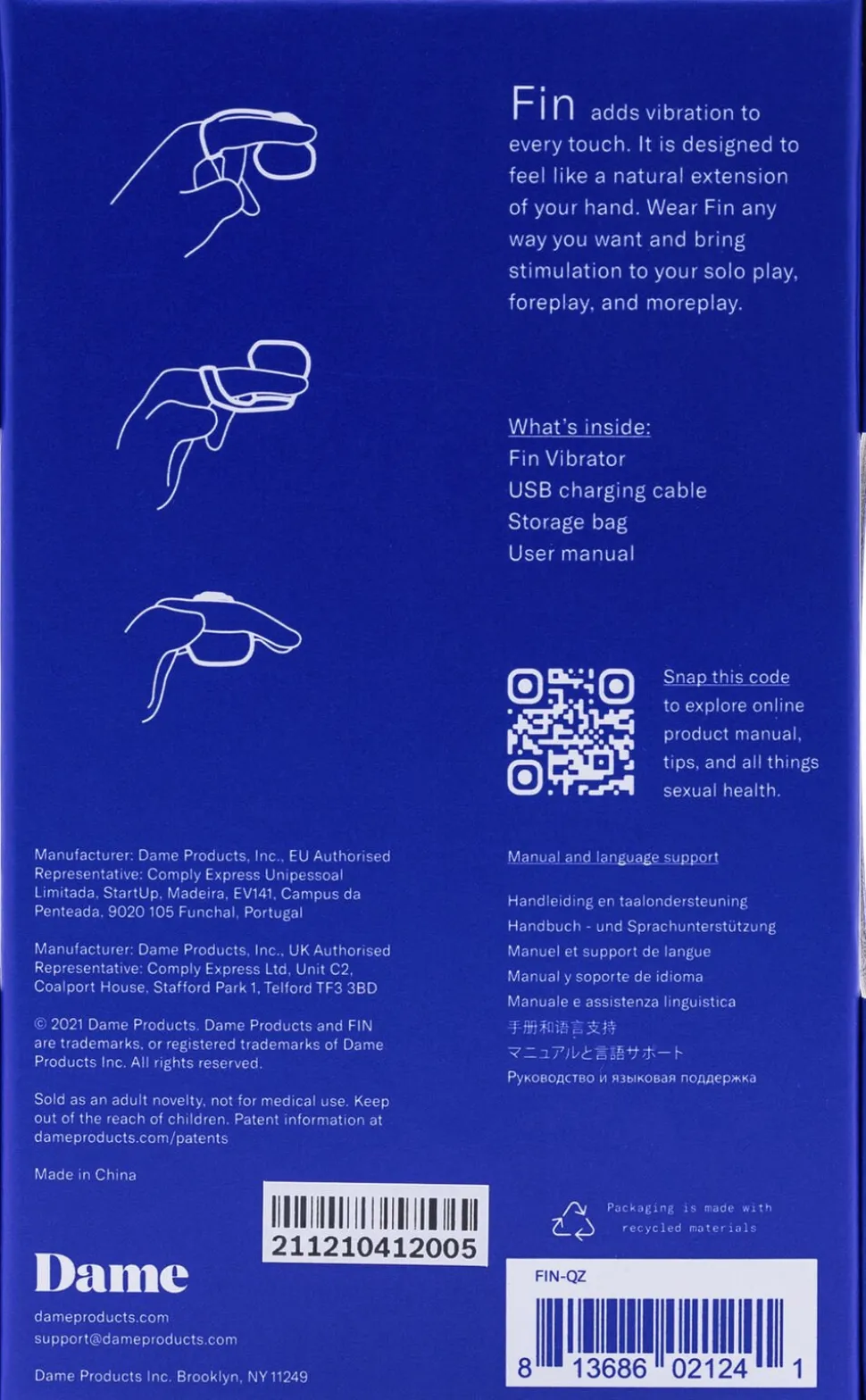 DAME - FIN FINGER VIBRATOR QUARTZ