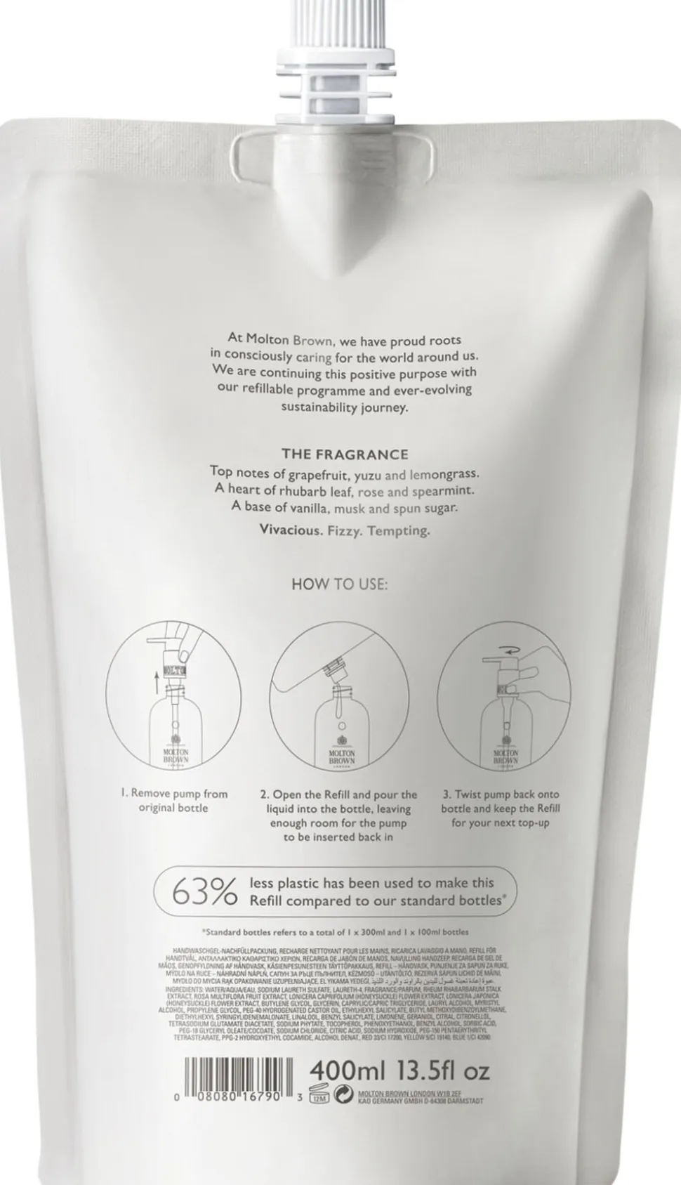 DELICIOUS RHUBARB & ROSE HAND WASH REFILL