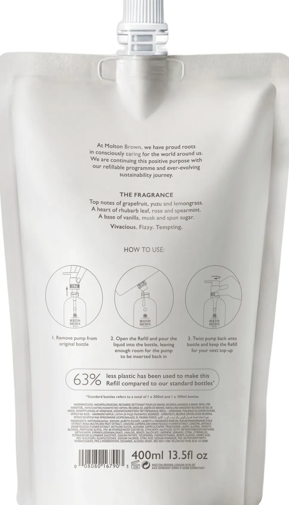 DELICIOUS RHUBARB & ROSE HAND WASH REFILL