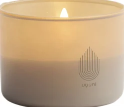 Glass Candle, Beige, 8,2x6 cm