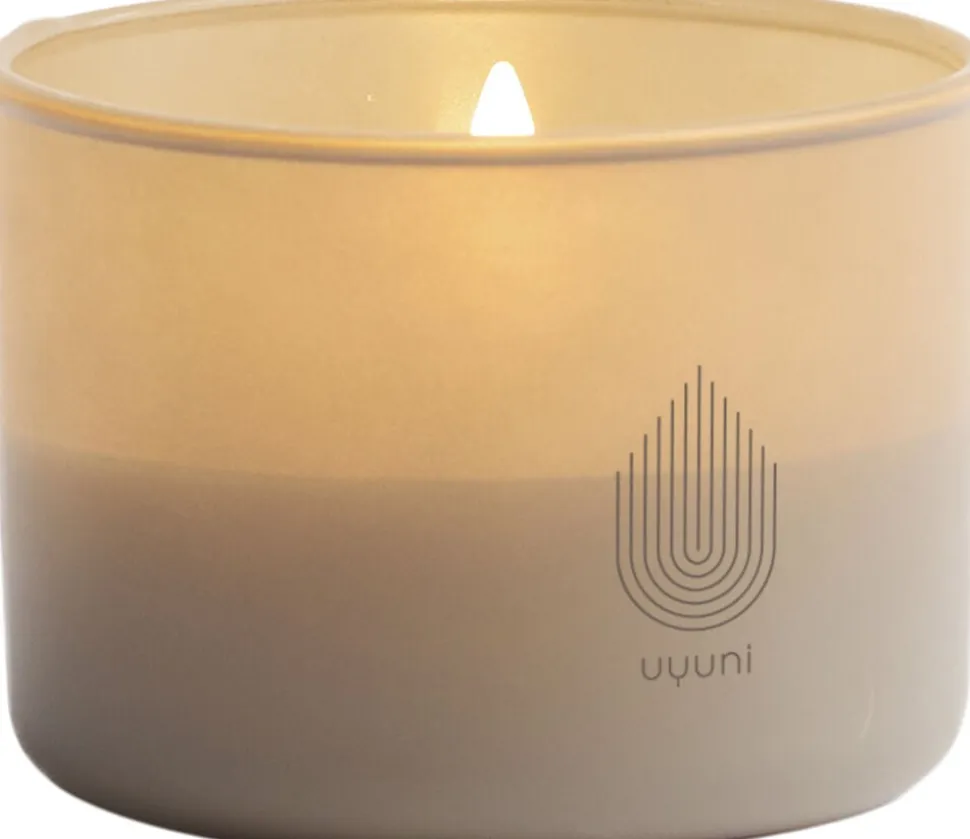 Glass Candle, Beige, 8,2x6 cm