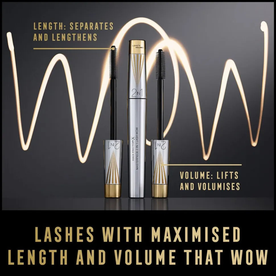 Max Factor Masterpiece 2 In 1 Lash Wow Mascara, 001 Black, 7ml