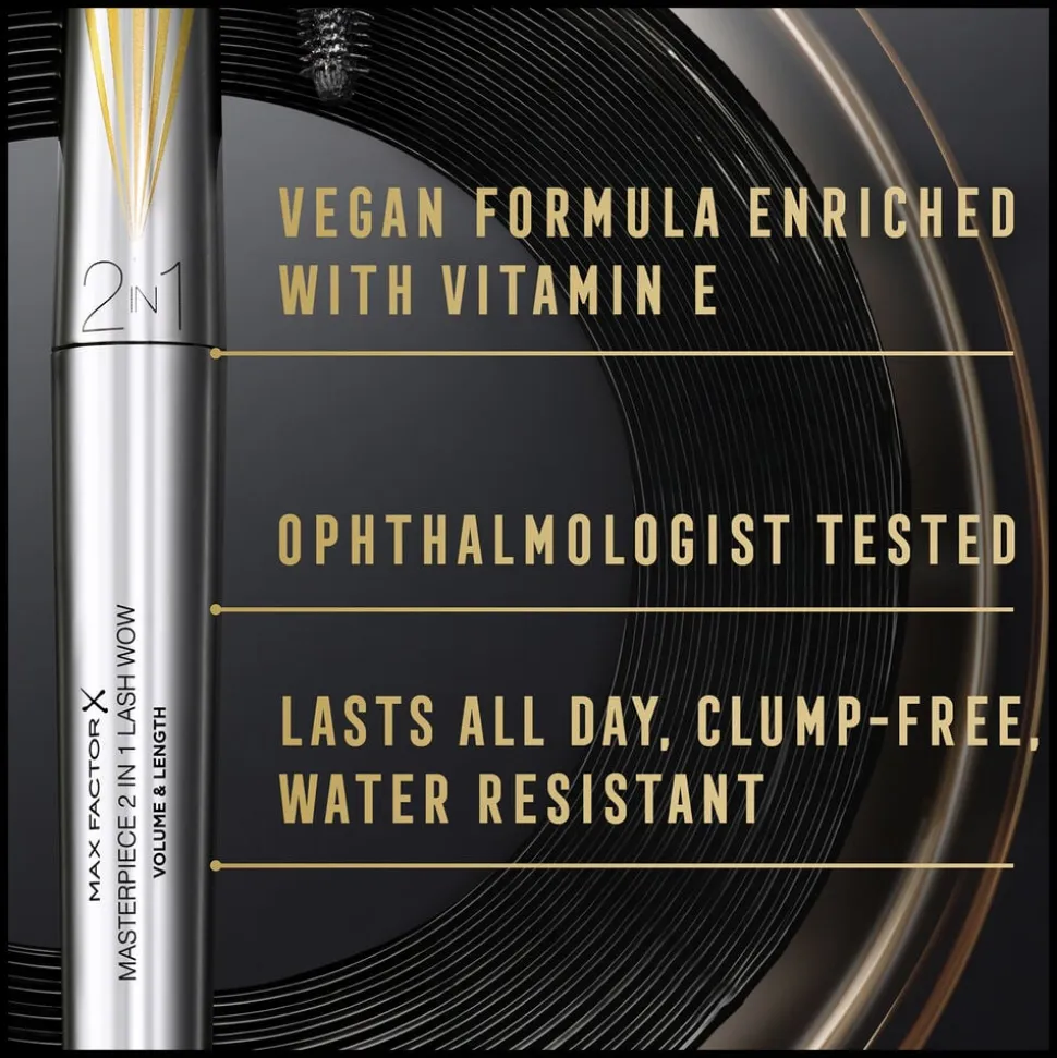 Max Factor Masterpiece 2 In 1 Lash Wow Mascara, 001 Black, 7ml