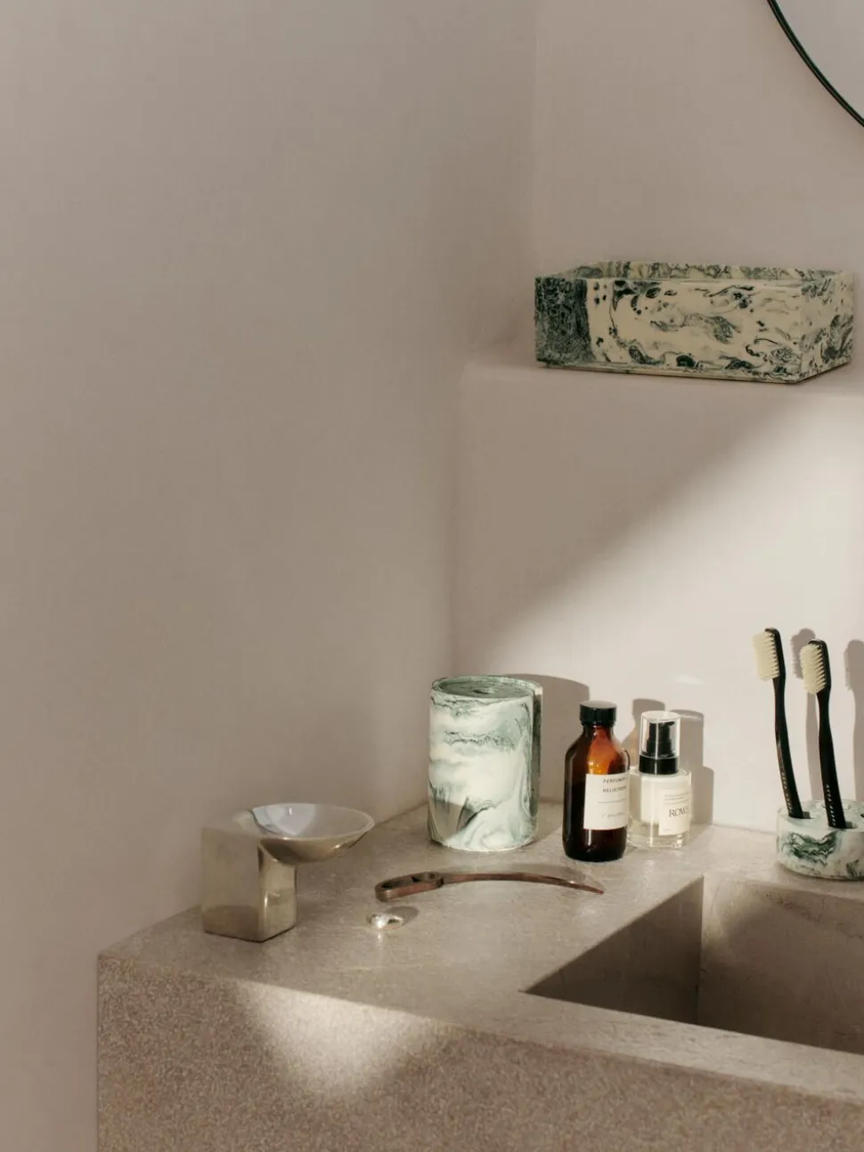 Mist Cotton Pad Holder - Emerald Off-white