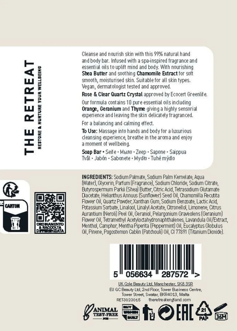 The Retreat Cleansing Shea Butter Soap Bar